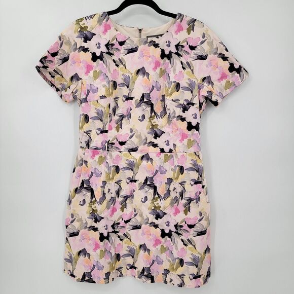 NWT French Connection Women's 10 Catlett Fitted Dress Floral Print Short Sleeve - Picture 2 of 11